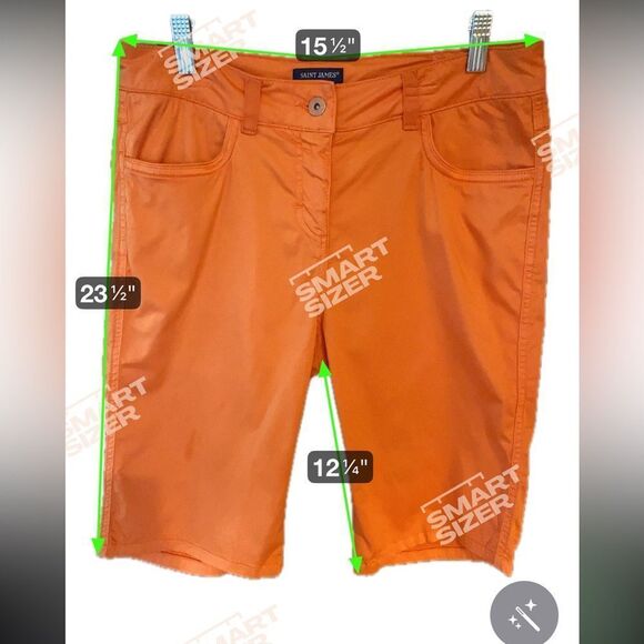 Saint James Sz 8 Classic Luxury Orange Chino Bermuda Cotton Shorts - Picture 6 of 8